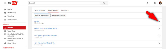 Menghapus History Pencarian Youtube di Laptop