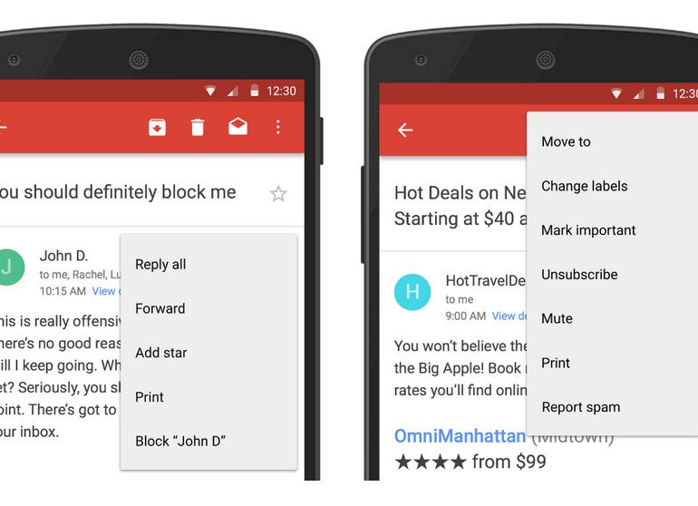 Gmail Untuk Android Bisa Blokir Pengirim dan Berhenti Berlangganan
